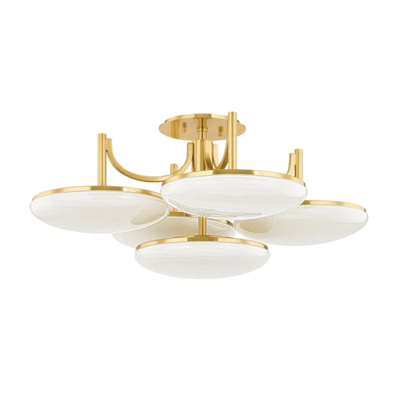 Bregman 5-Light Semi Flush in Aged Brass 30.75W x 14H