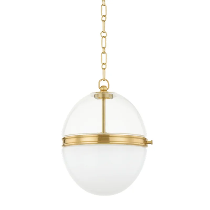 Donnell 1-Light Pendant in Aged Brass 12.5W x 15.25H