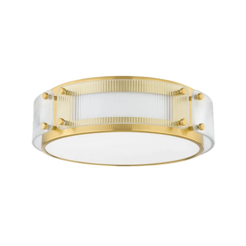 Clifford 1-Light Flush Mount in Aged Brass 14W x 4H