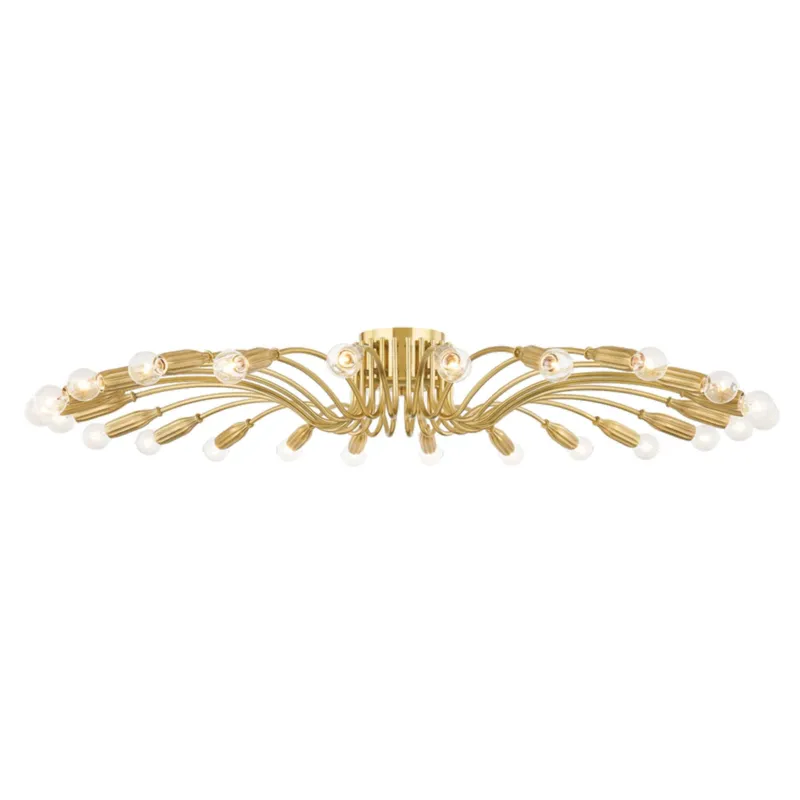 Barney 24-Light Semi Flush in Aged Brass 49.25W x 6.5H