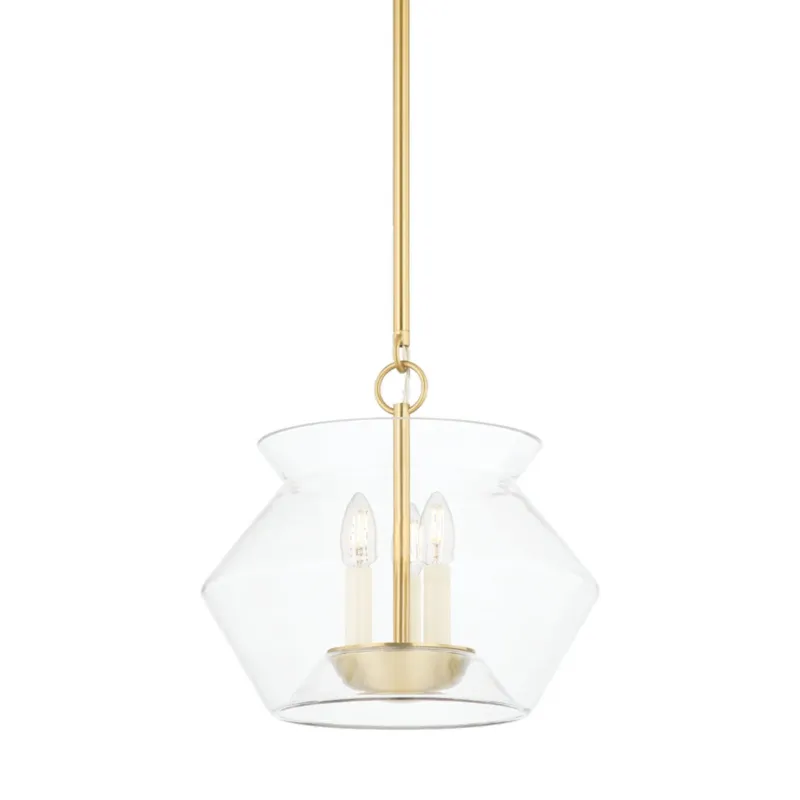 Edmonton 3-Light Lantern in Aged Brass 15W x 14H