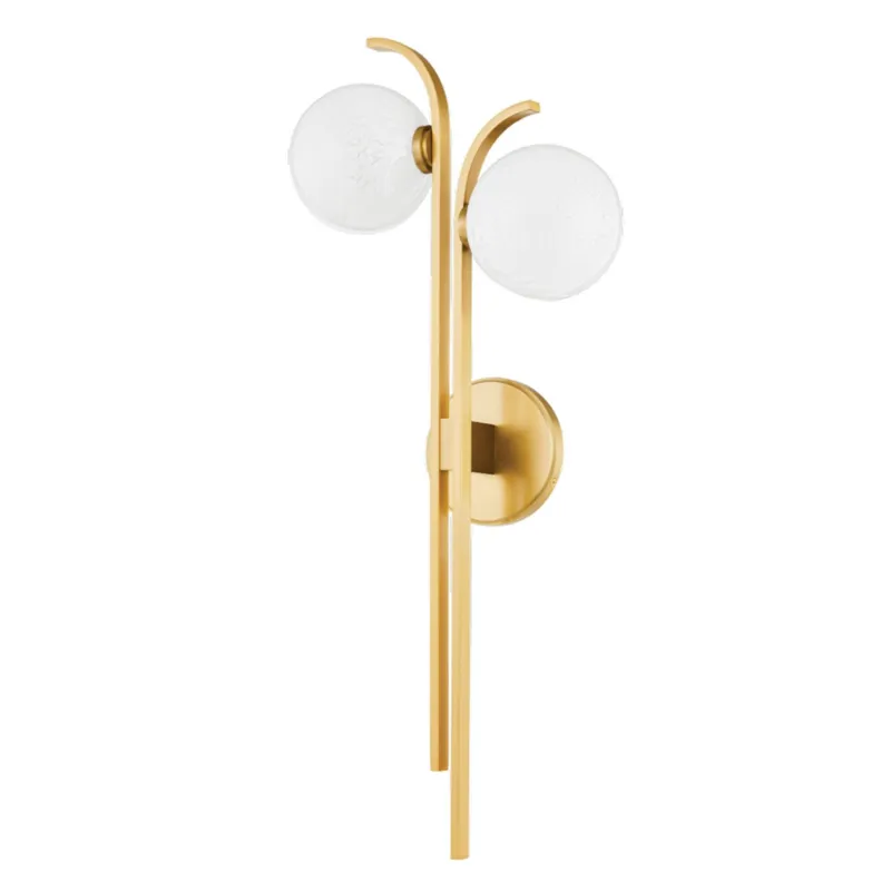 Laval 2-Light Wall Sconce in Aged Brass 10.5W x 25.25H
