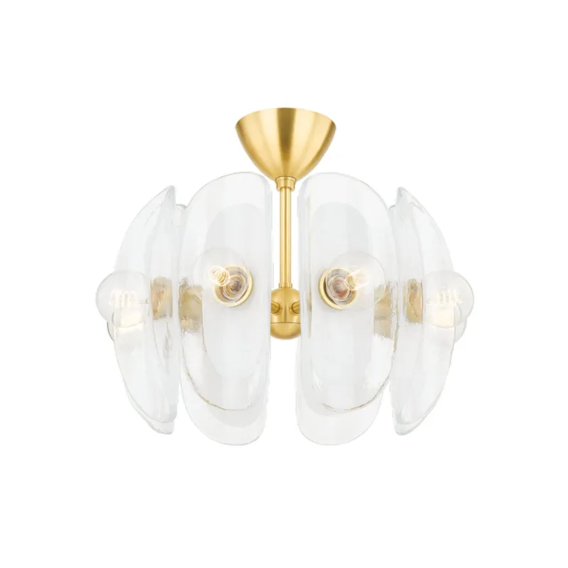Hilo 8-Light Semi Flush in Aged Brass 22W x 15.25H
