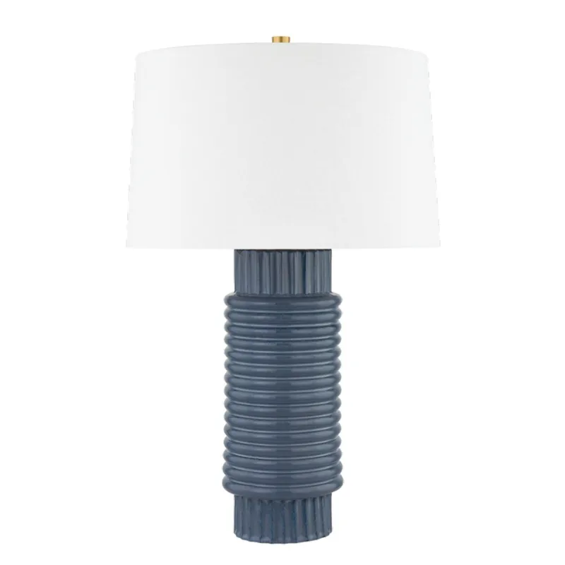 Broderick 1-Light Table Lamp in Aged Brass 17W x 26.5H