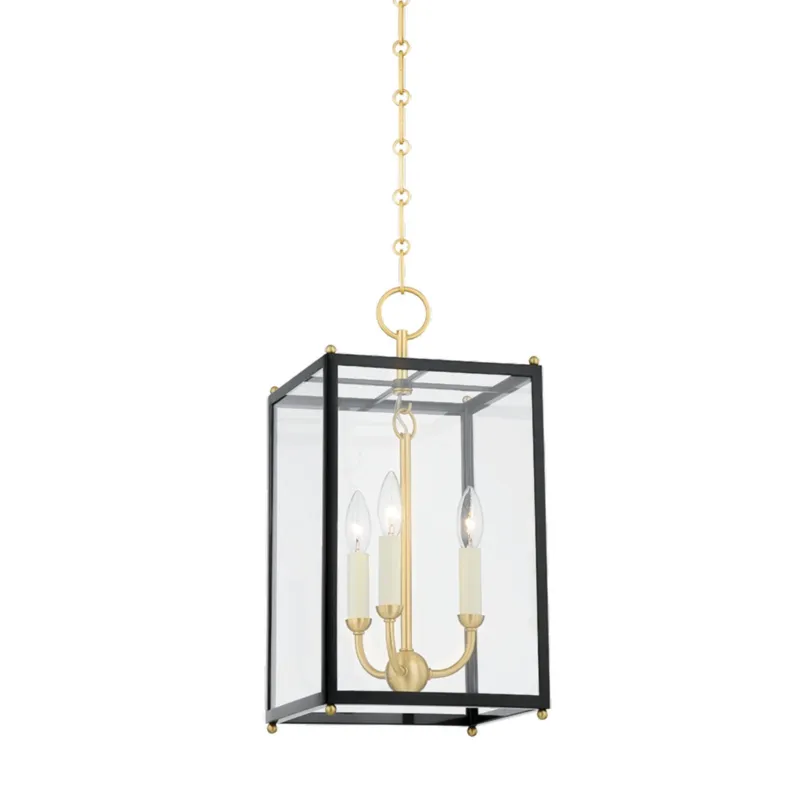 Chaselton 3-Light Lantern in Aged Brass by Mark D. Sikes 10L x 10W x 19.5H (Darkest Blue)