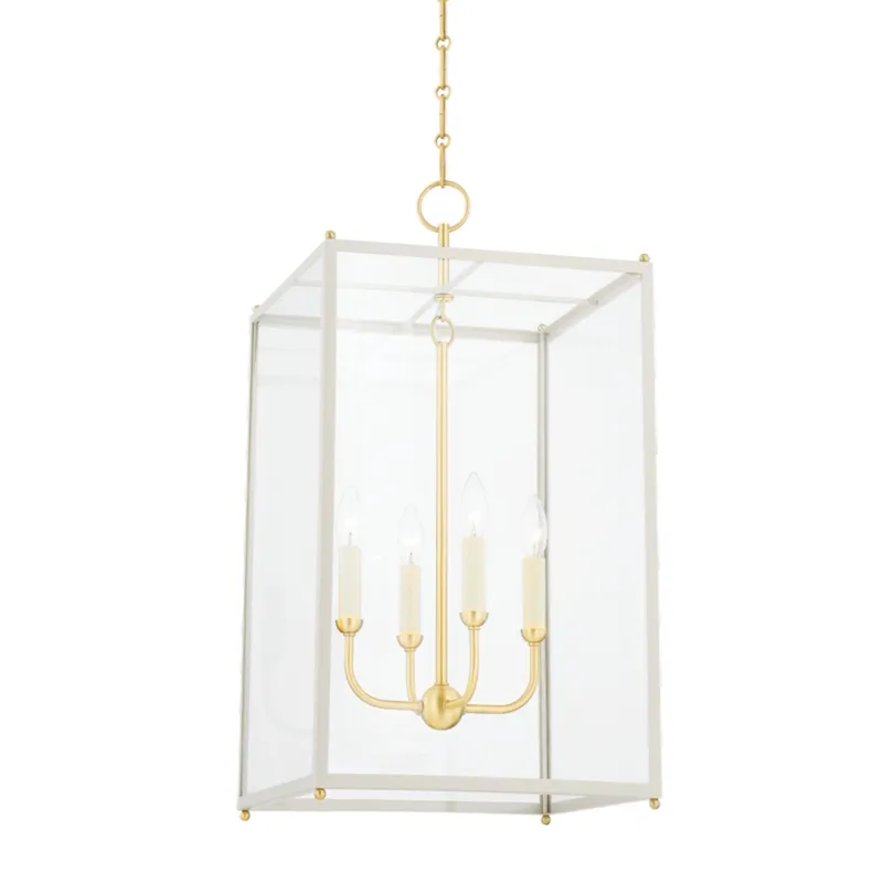 Chaselton 4-Light Lantern in Aged Brass by Mark D. Sikes 15L x 15W x 28.25H (Off-White)