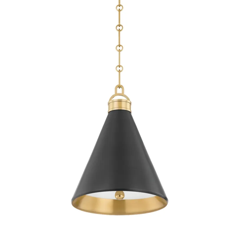 Osterley 1-Light Pendant in Aged Brass/Distressed Bronze by Mark D. Sikes 10W x 13H