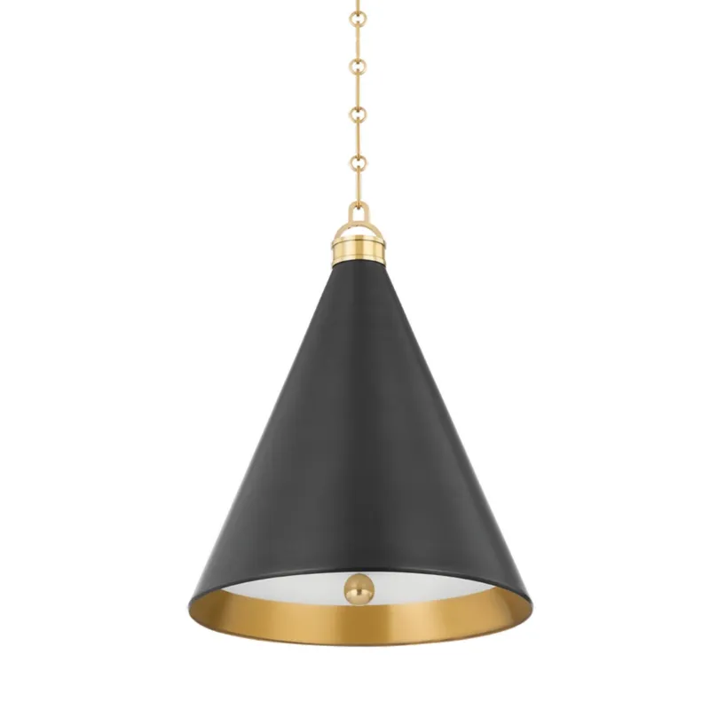 Osterley 1-Light Pendant in Aged Brass/Distressed Bronze by Mark D. Sikes 15W x 19H