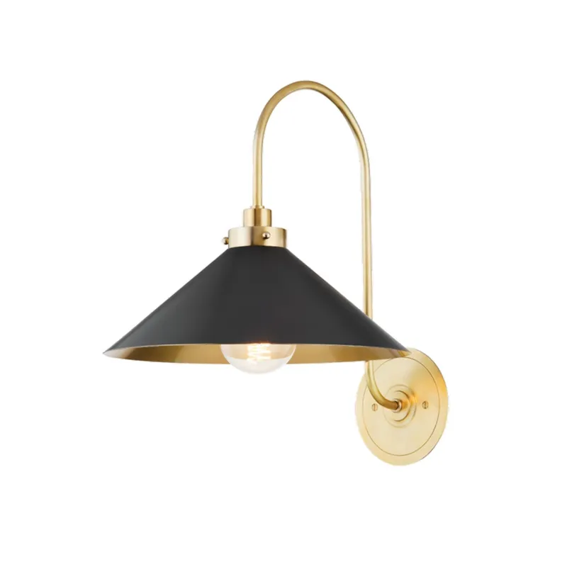 Clivedon 1-Light Wall Sconce in Aged Brass by Mark D. Sikes 12W x 16H (Distressed Bronze)