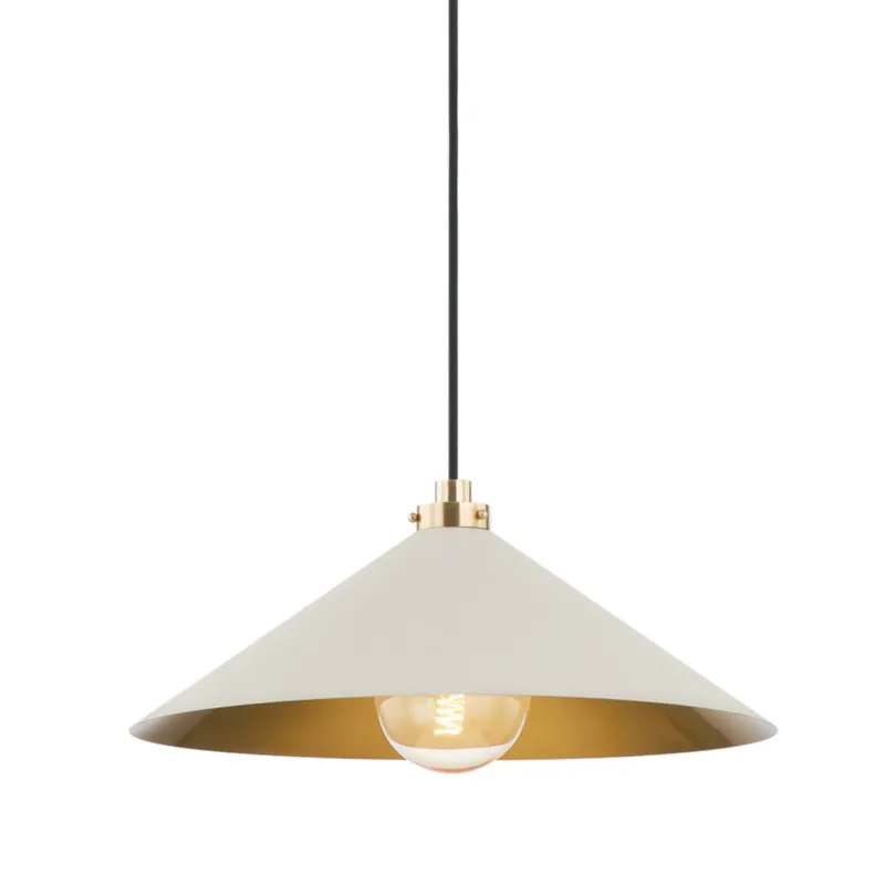 Clivedon 1-Light Pendant in Aged Brass by Mark D. Sikes 20W x 8.5H (Off-White)