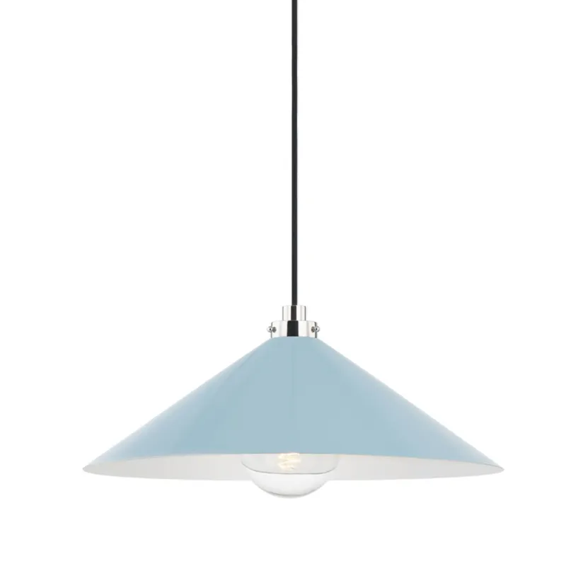 Clivedon 1-Light Pendant in Polished Nickel by Mark D. Sikes 20W x 8.5H
