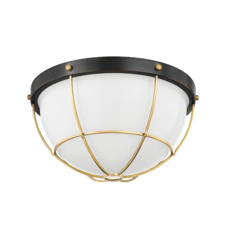 Holkham 2-Light Flush Mount in Aged Brass by Mark D. Sikes 12.5W x 6.75H