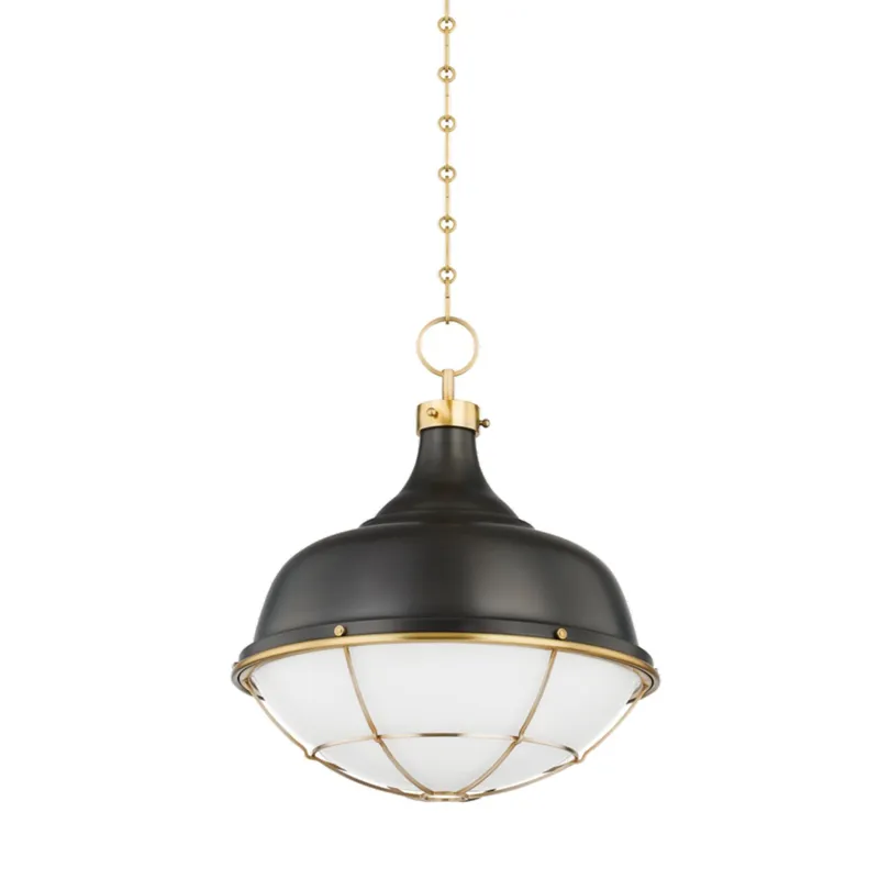 Holkham 1-Light Pendant in Aged Brass by Mark D. Sikes 18W x 20.5H (Distressed Bronze)