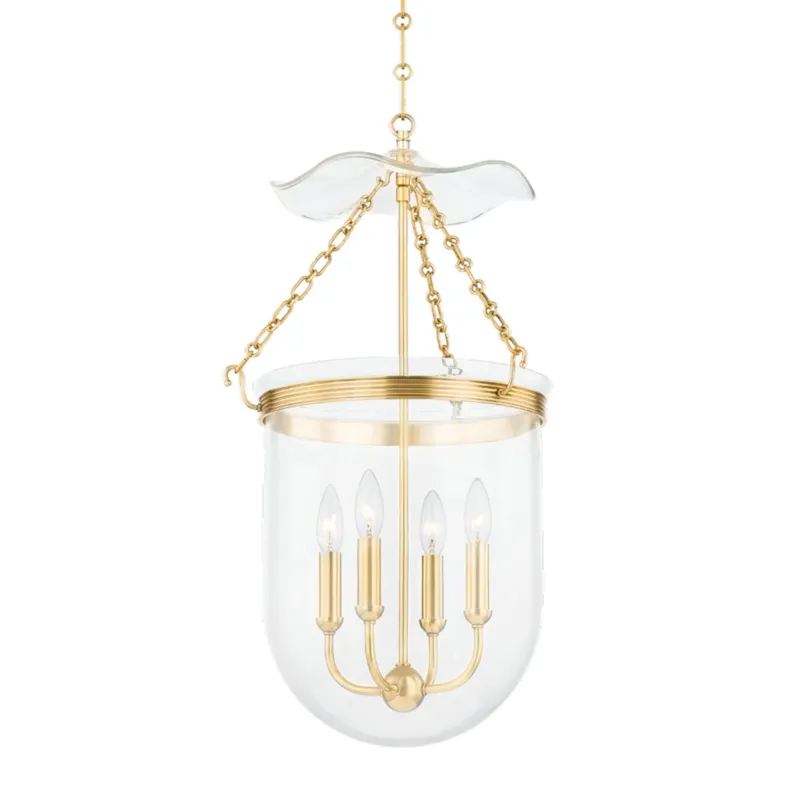 Rousham 4-Light Lantern in Aged Brass by Mark D. Sikes 15.75W x 28H