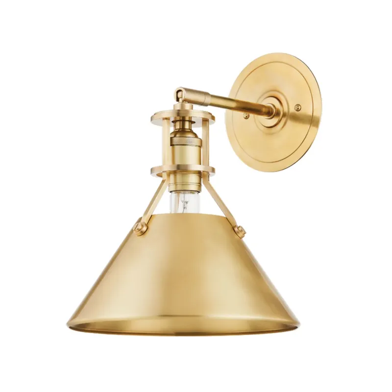 Metal No. 2 1-Light Wall Sconce in Aged Brass by Mark D. Sikes 9.5W x 12H