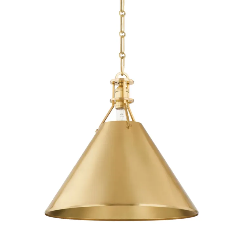 Metal No. 2 1-Light Pendant in Aged Brass by Mark D. Sikes 16W x 14.5H