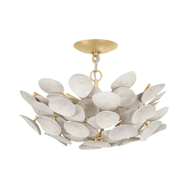 Aimi 3-Light Semi Flush in Vintage Gold Leaf 20.25W x 14.25H