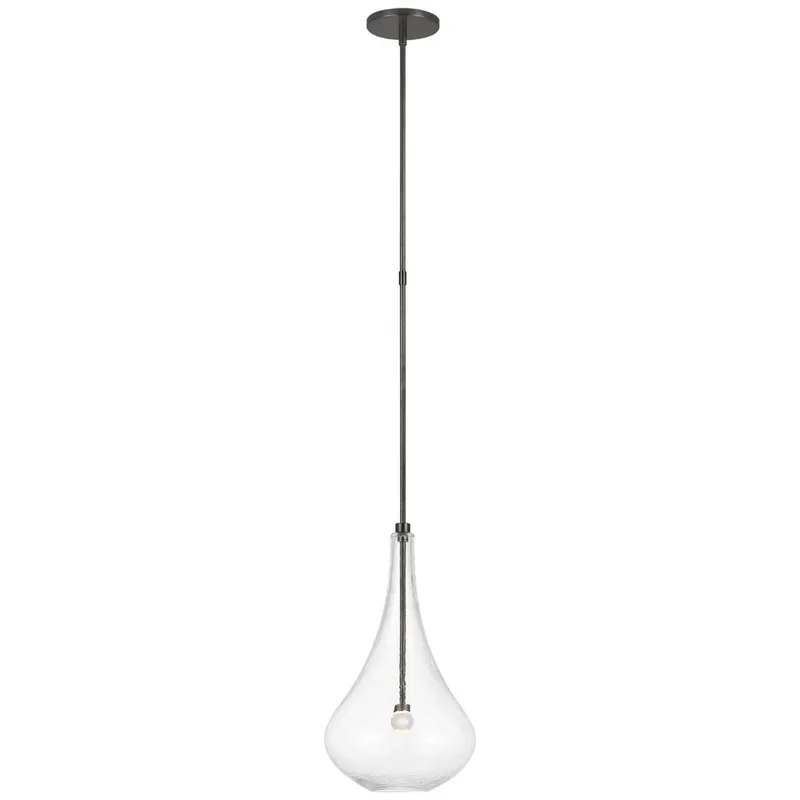Champalimaud Lomme Small Pendant in Gun Metal with Clear Glass Ceiling Light W10"