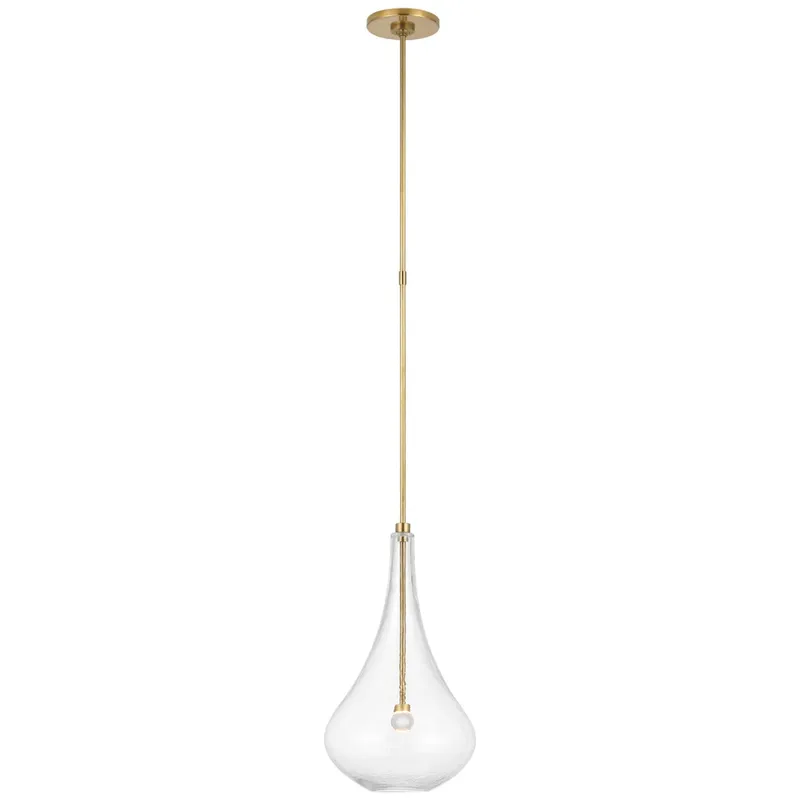Champalimaud Lomme Small Pendant in Soft Brass with Clear Glass Ceiling Light W10"