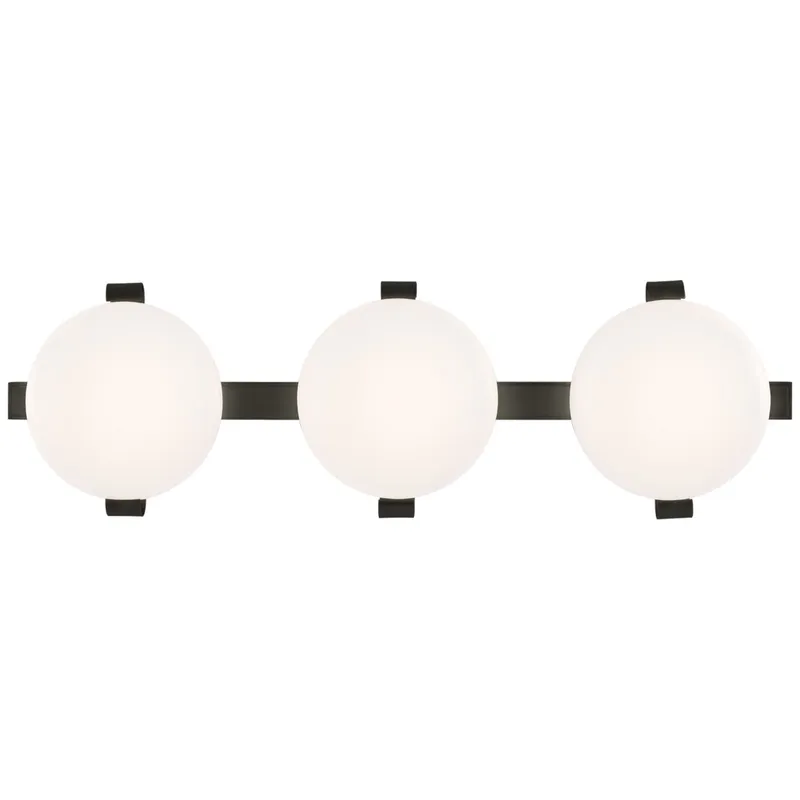 Champalimaud Marisol 28" Bath Bar in Gun Metal with White Glass Wall Light W28" x H8.5"