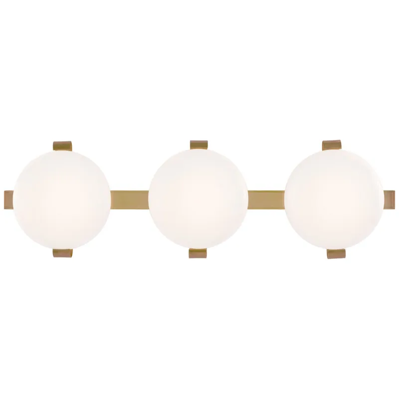 Champalimaud Marisol 28" Bath Bar in Soft Brass with White Glass Wall Light W28" x H8.5"