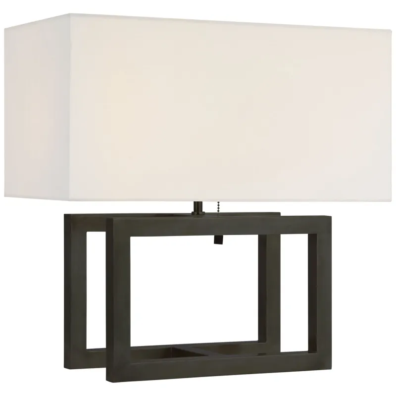 Paloma Contreras Galerie Medium Table Lamp in Bronze with Linen Shade W18" x H18.25"