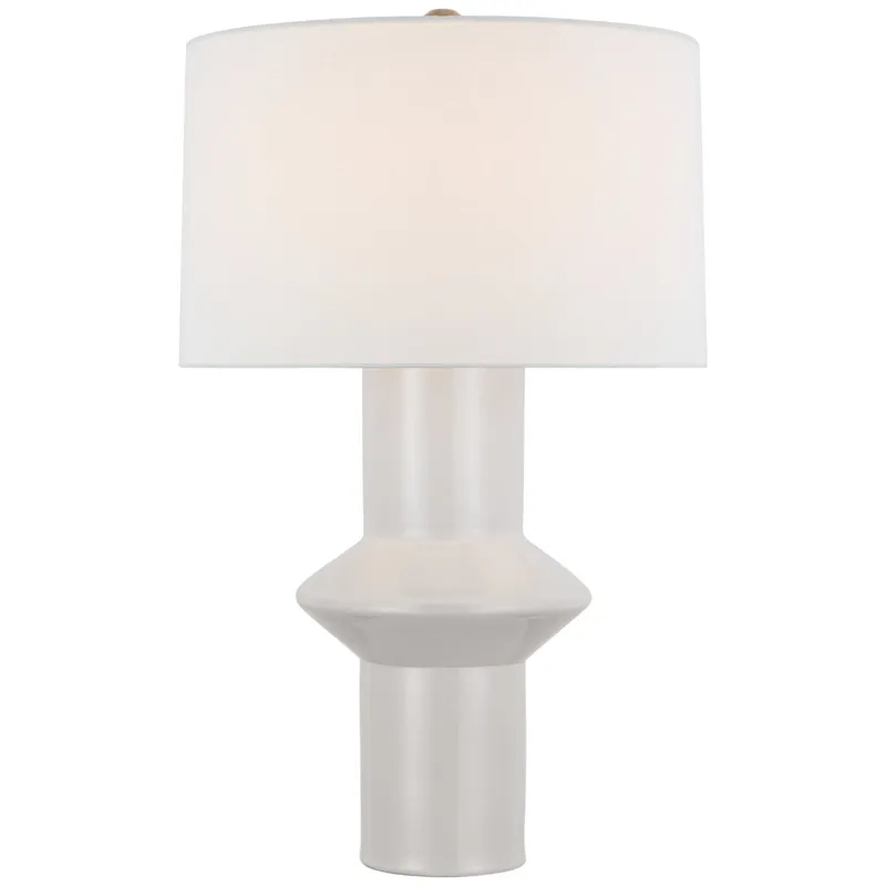 Paloma Contreras Maxime Medium Table Lamp in New White with Linen Shade W16.5" x H26.25"