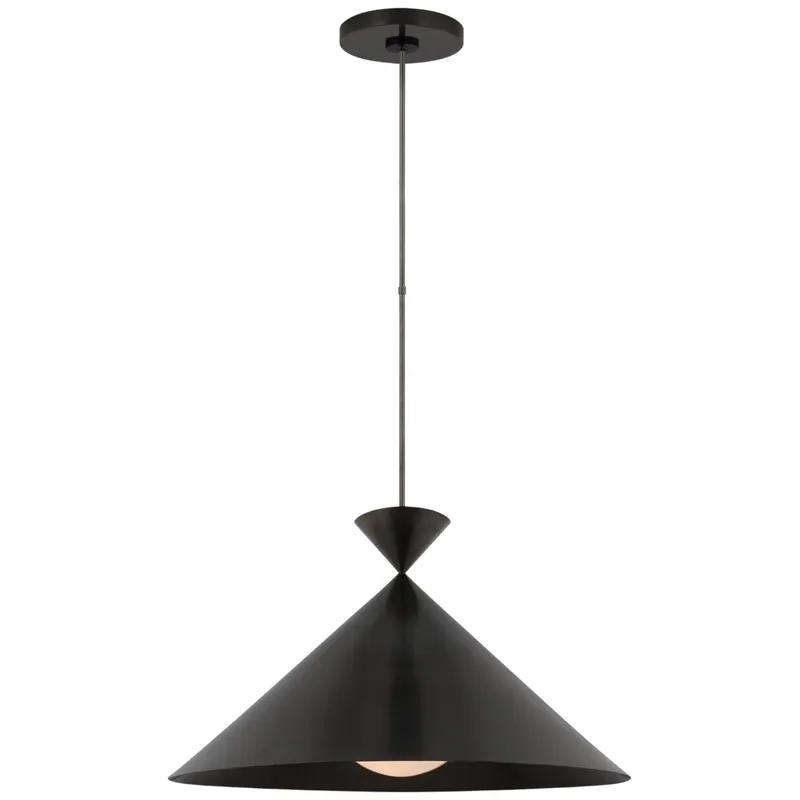 Paloma Contreras Orsay Grande Pendant in Bronze with White Glass Ceiling Light W30"
