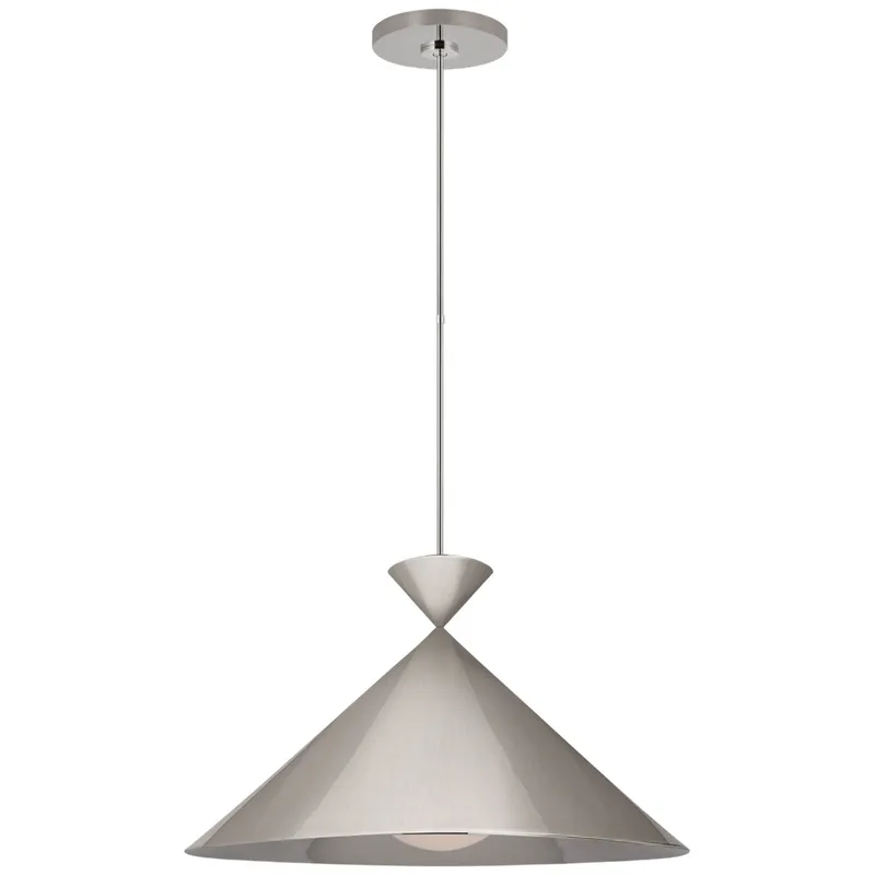Paloma Contreras Orsay Grande Pendant in Polished Nickel with White Glass Ceiling Light W30"