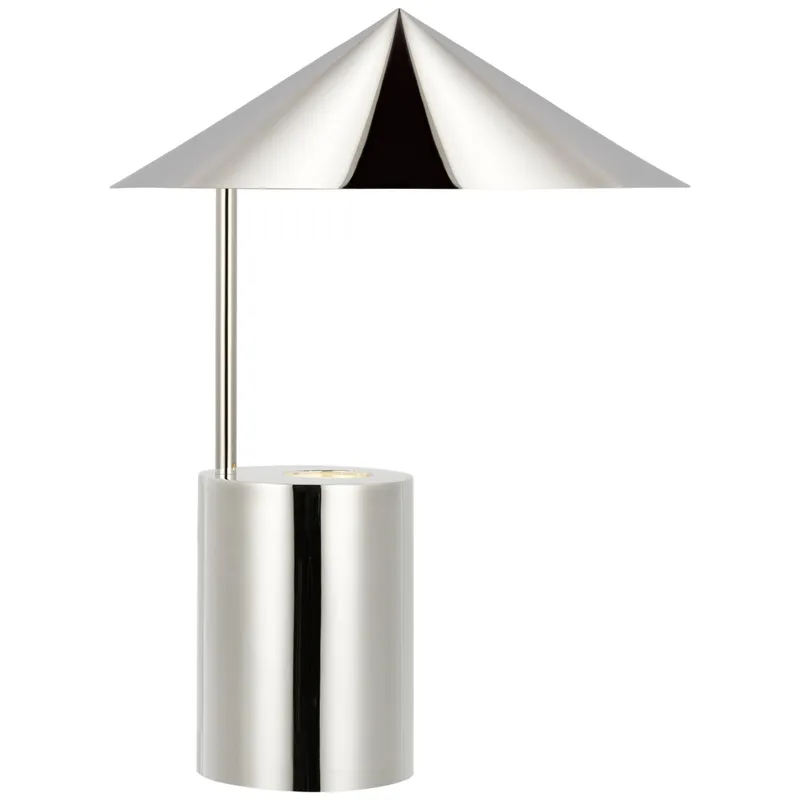 Paloma Contreras Orsay Small Table Lamp in Polished Nickel W13" x H16.75" - 18.75"