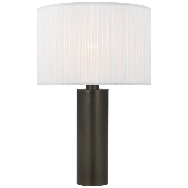 Paloma Contreras Sylvie Medium Table Lamp in Bronze with Silk Pleat Shade W15.5" x H26.5"