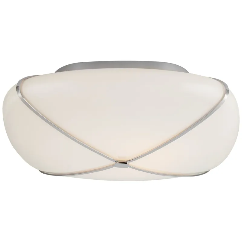 Champalimaud Fondant 14" Flush Mount in Polished Nickel with White Glass Ceiling Light W14.25" x H4.75"