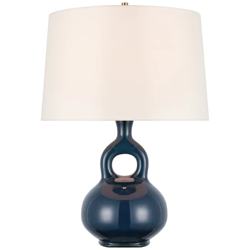 Champalimaud Lamu Large Table Lamp in Mixed Blue Brown with Linen Shade W20" x H27.75"