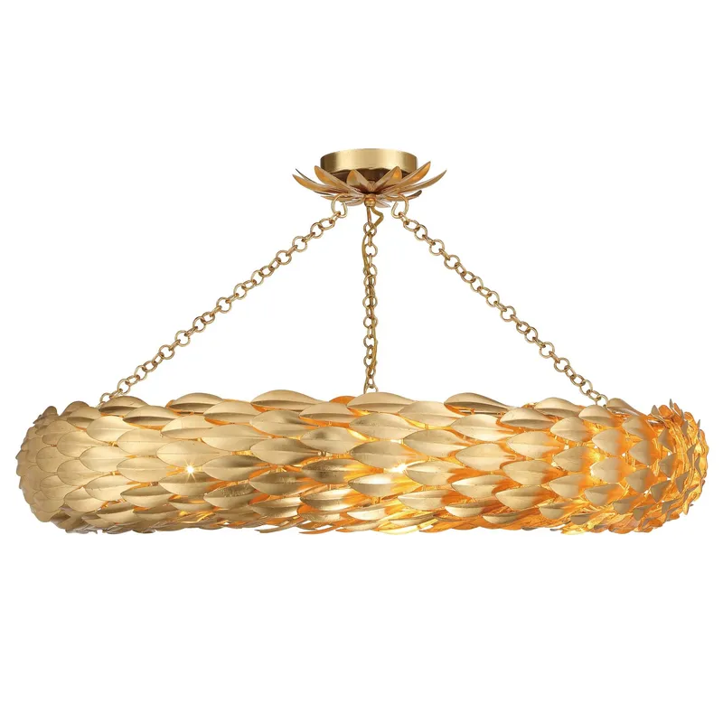 Broche 33.5'' Antique Gold Semi Flush Mount Gold 33.5"W x 5.75"H x 33.5"D
