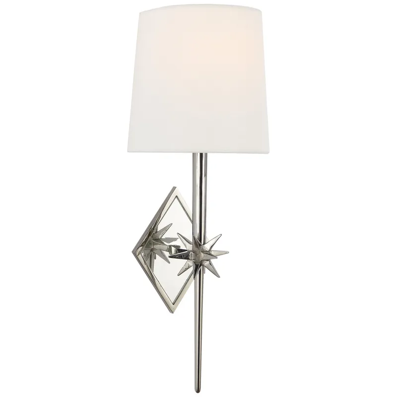 Ian K. Fowler Etoile Sconce in Polished Nickel with Linen Shade Wall Light W5.25" x H16.75"