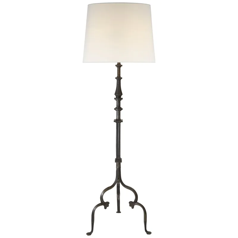 Suzanne Kasler Madeleine Floor Lamp in Aged Iron with Linen Shade W21" x H66"
