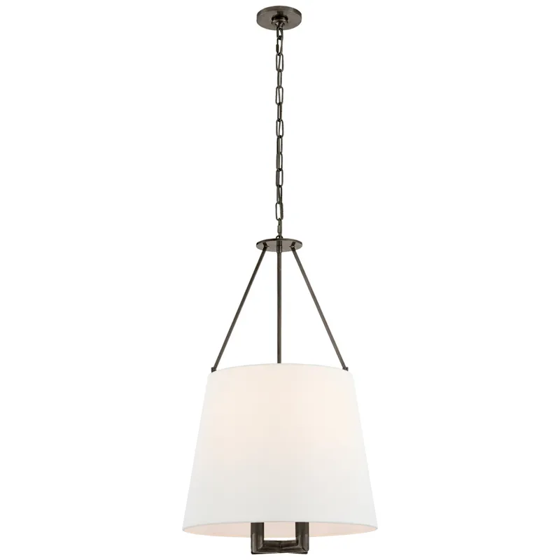 J. Randall Powers Dalston Hanging Shade in Bronze with Linen Shade Ceiling Light W21.25" x H34.25"