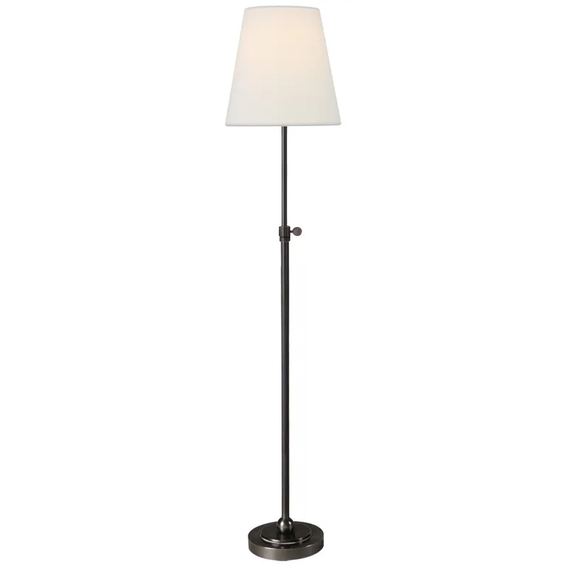 Thomas O'Brien Bryant Table Lamp in Bronze with Linen Shade W6" x H24.5" - 30"