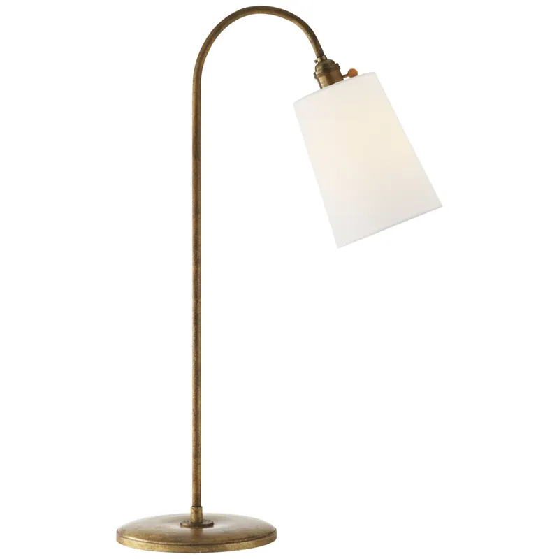Thomas O'Brien Mia Table Lamp in Gilded Iron with Linen Shade W18.25" x H28.5"