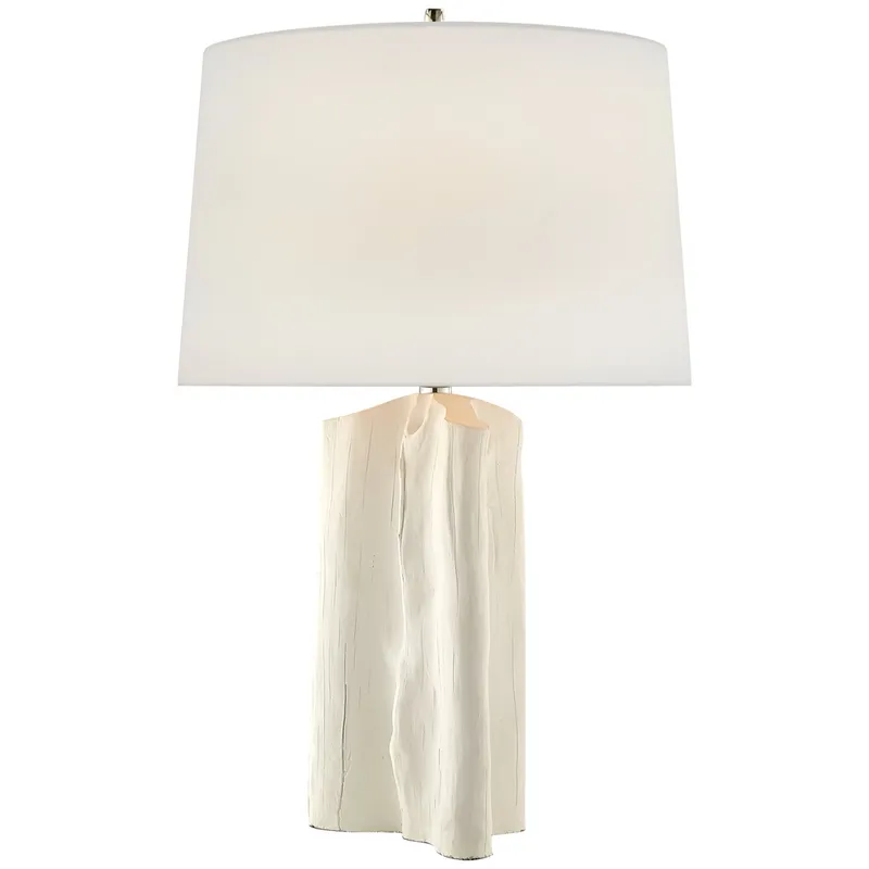 Thomas O'Brien Sierra Buffet Lamp in Plaster White with Linen Shade Table Lamp W17.5" x H27.75"