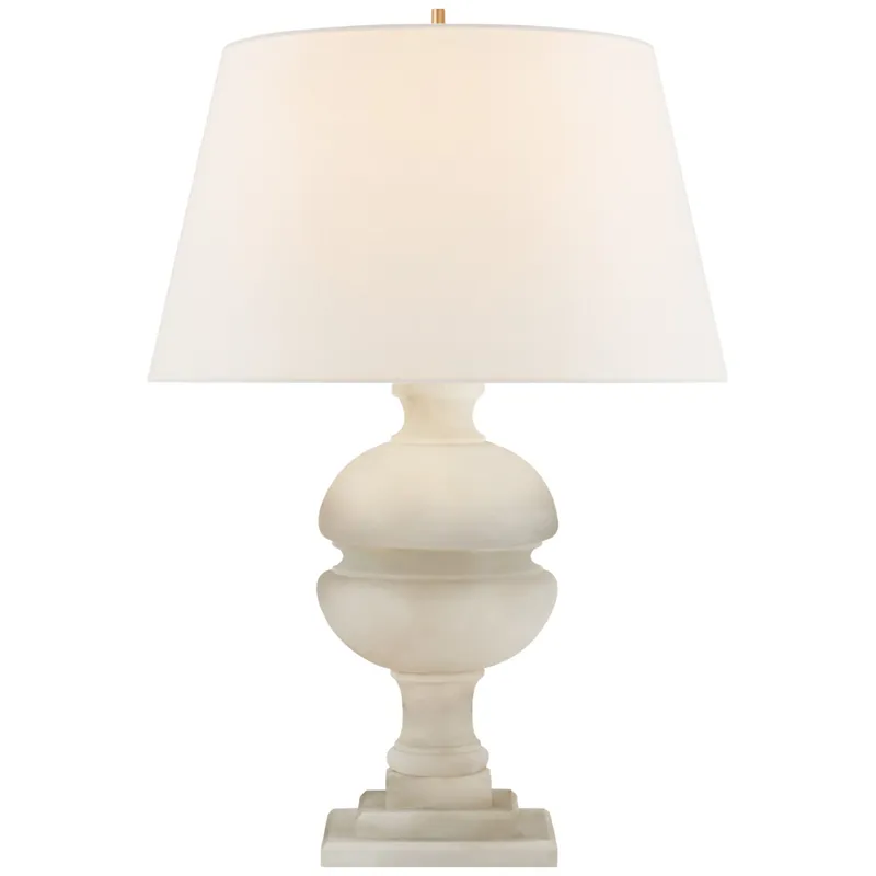 Alexa Hampton Desmond Table Lamp in Alabaster with Linen Shade W18" x H26"