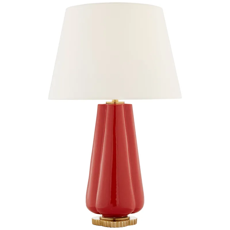 Alexa Hampton Penelope Table Lamp in Berry Red with Linen Shade W18" x H30.5"