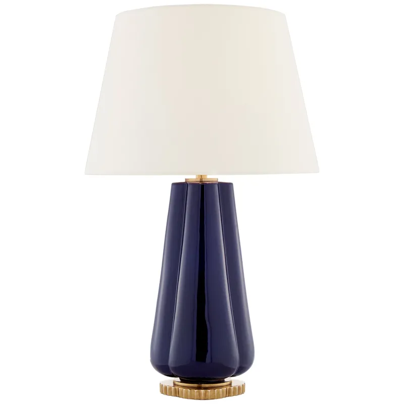 Alexa Hampton Penelope Table Lamp in Denim with Linen Shade W18" x H30.5"