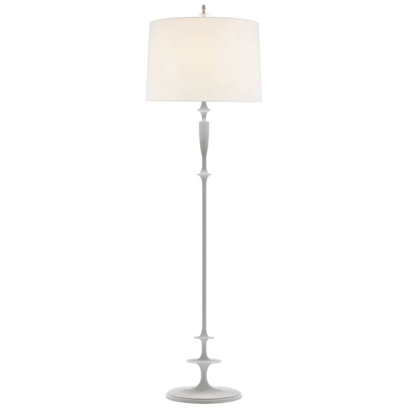 Barbara Barry Lotus Floor Lamp in Plaster White with Linen Shade W17" x H68.5"