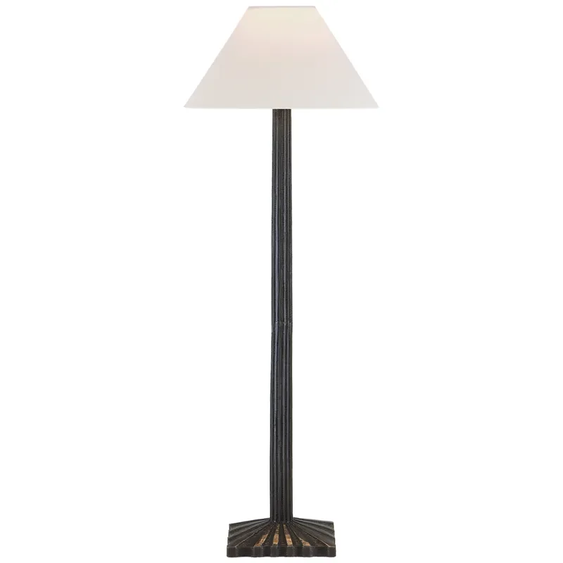 Chapman & Myers Strie Buffet Lamp in Aged Iron with Linen Shade Table Lamp W10" x H31"