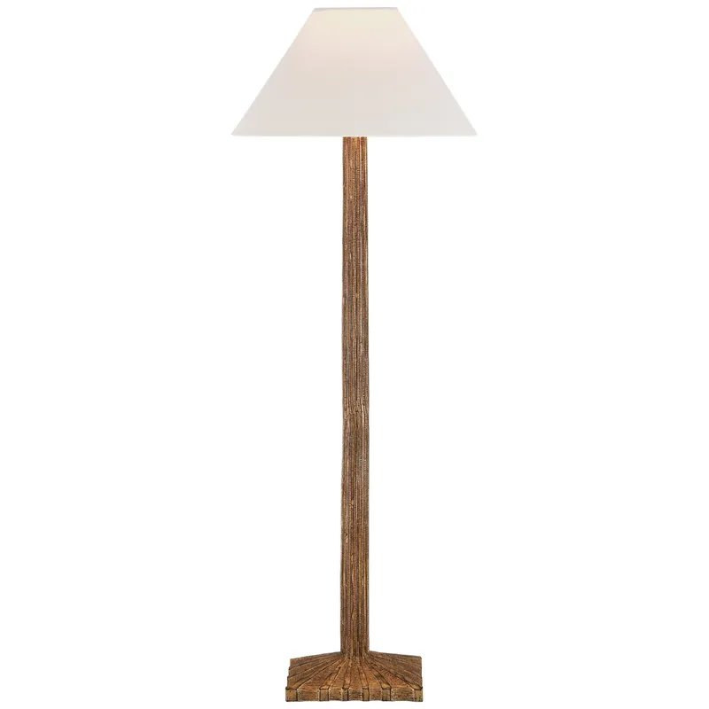 Chapman & Myers Strie Buffet Lamp in Gilded Iron with Linen Shade Table Lamp W10" x H31"