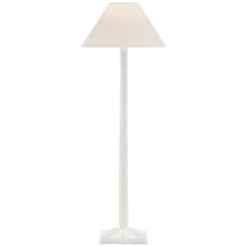 Chapman & Myers Strie Buffet Lamp in Plaster White with Linen Shade Table Lamp W10" x H31"