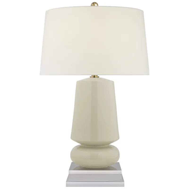 Chapman & Myers Parisienne Small Table Lamp in Iced Coconut with Linen Shade W17" x H28.75"