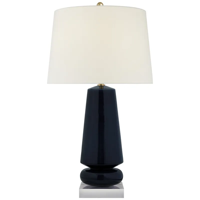 Chapman & Myers Parisienne Medium Table Lamp in Denim with Linen Shade W20" x H35"
