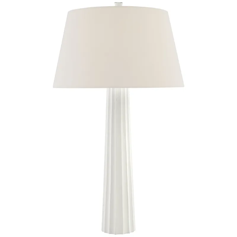Chapman & Myers Fluted Spire Large Table Lamp in Plaster White with Linen Shade W17" x H32.25"